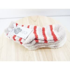 Cozy Hub Women's Sock Size 9-11 White Gray Striped Cozy Crew Socks 3 Prs